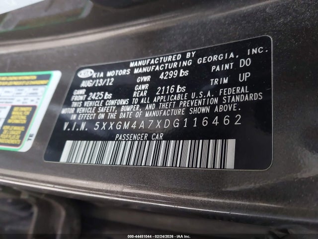 Продаж на аукціоні авто 2013 Kia Optima Lx, vin: 5XXGM4A7XDG116462, номер лоту: 44451044
