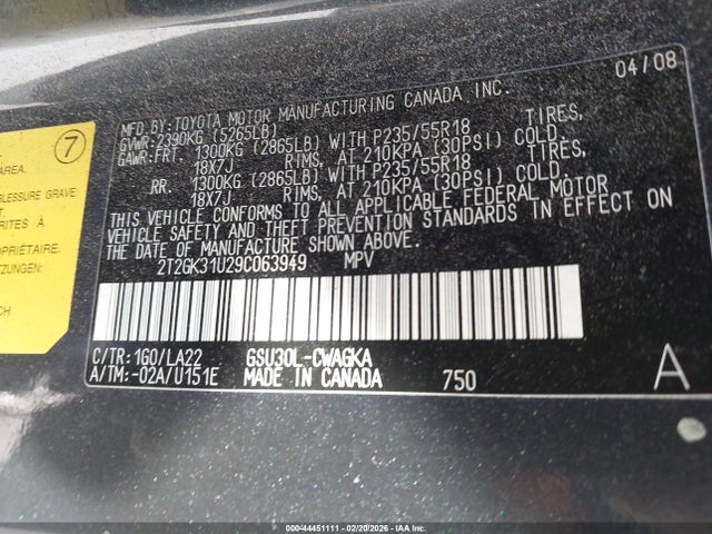 2009 LEXUS RX 350 2T2GK31U29C063949 Photo 8