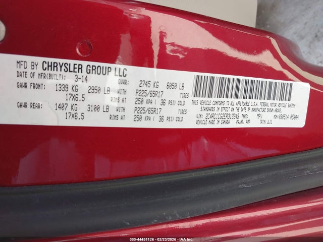 Продажа на аукционе авто 2014 Chrysler Town & Country Touring-l 30th Anniversary, vin: 2C4RC1CG2ER313349, номер лота: 44451126