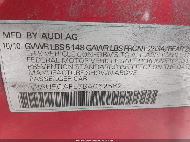 2011 AUDI S4 WAUBGAFL7BA062582 Photo 8