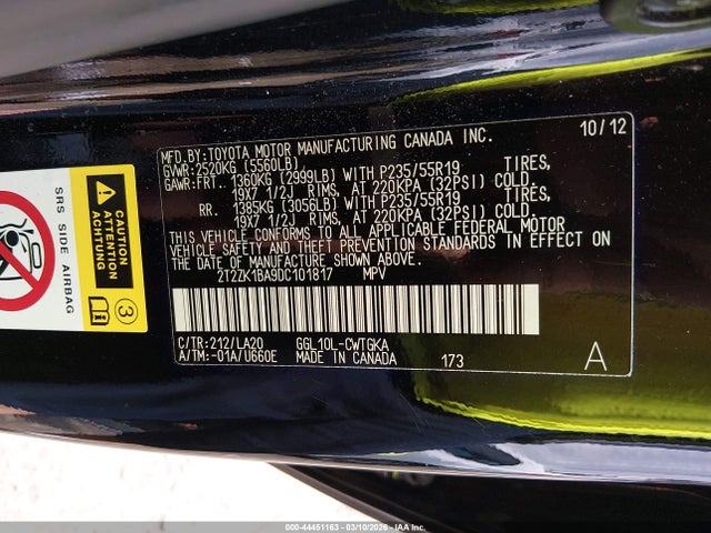 Продажа на аукционе авто 2013 Lexus Rx 350, vin: 2T2ZK1BA9DC101817, номер лота: 44451163