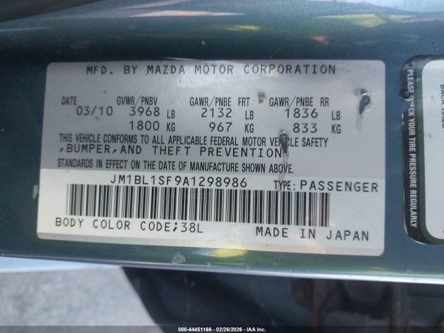 Aukcja sprzedaży 2010 Mazda Mazda3 I Sport, vin: JM1BL1SF9A1298986, numer aukcji: 44451166