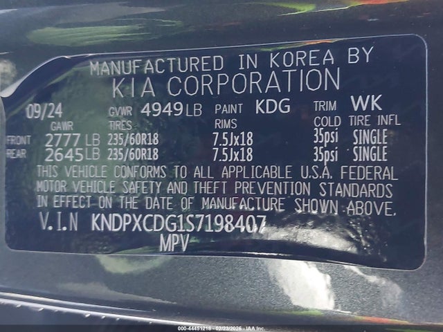 2025 Kia Sportage Hybrid Sx-prestige მანქანა იყიდება აუქციონზე, vin: KNDPXCDG1S7198407, აუქციონის ნომერი: 44451218