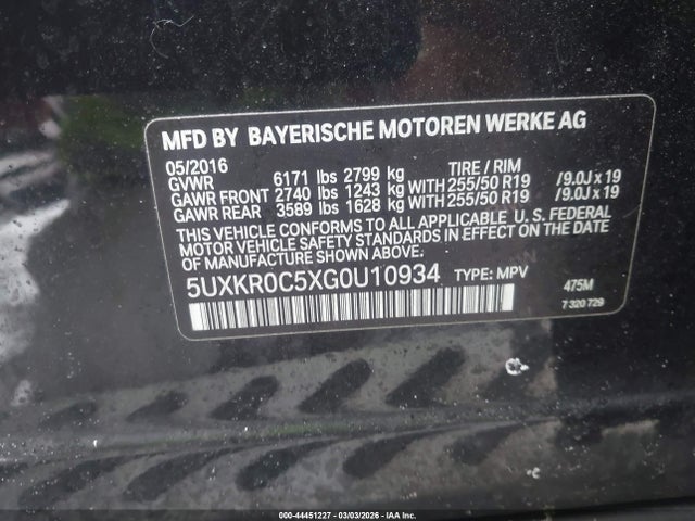 Продажа на аукционе авто 2016 Bmw X5 Xdrive35i, vin: 5UXKR0C5XG0U10934, номер лота: 44451227