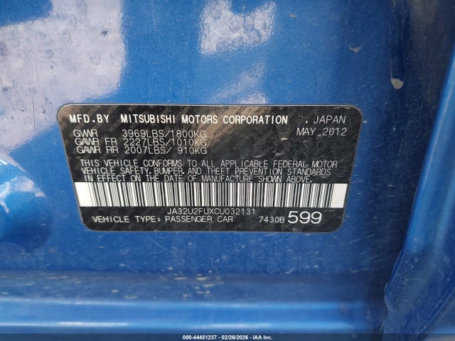 2012 MITSUBISHI LANCER JA32U2FUXCU032131 Photo 8