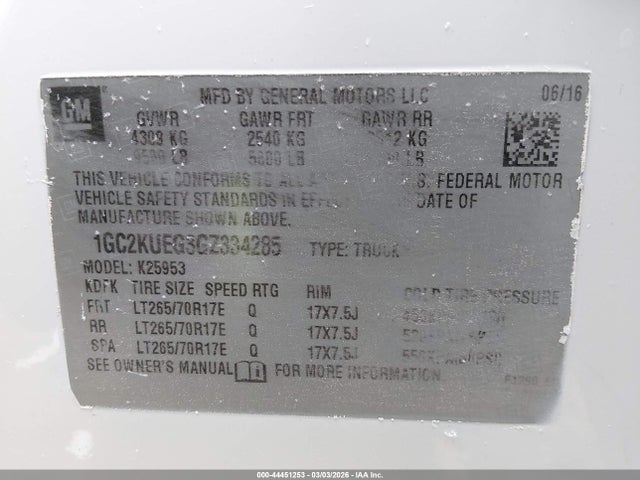 1GC2KUEG3GZ334285 Chevrolet Silverado 2500hd Wt