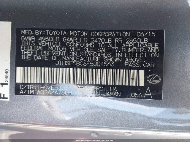 2015 LEXUS RC 350 JTHSE5BC6F5004563 Photo 8