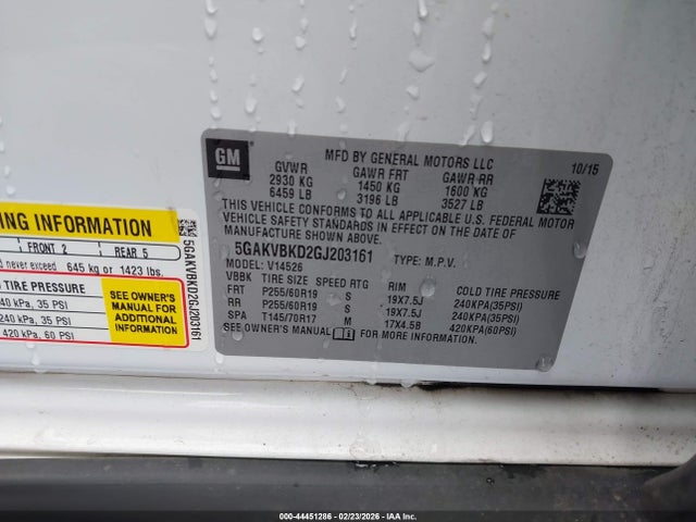 Aukcja sprzedaży 2016 Buick Enclave Leather, vin: 5GAKVBKD2GJ203161, numer aukcji: 44451286