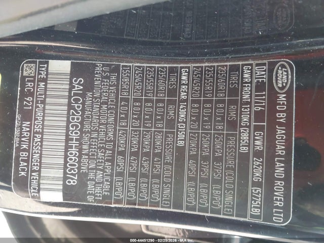 2017 LAND ROVER DISCOVERY SPORT SALCP2BG9HH660378 Photo 8