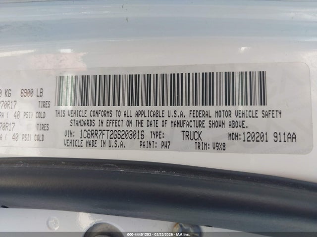 1C6RR7FT2GS203016 RAM 1500 Tradesman