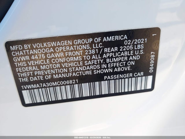 2021 VOLKSWAGEN PASSAT 1VWMA7A30MC006821 Photo 8