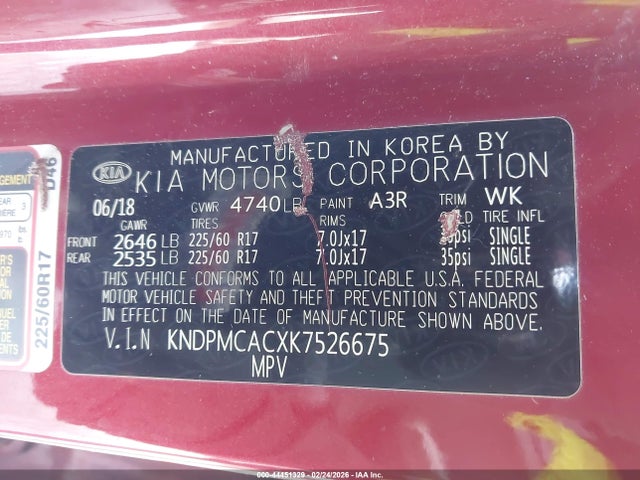 Auction sale of the 2019 Kia Sportage Lx, vin: KNDPMCACXK7526675, lot number: 44451329