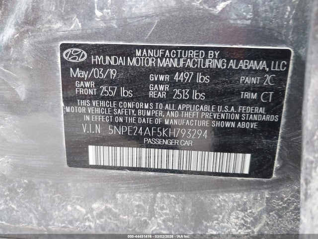 Hyundai SONATA SE 2019 5NPE24AF5KH793294 Image 9