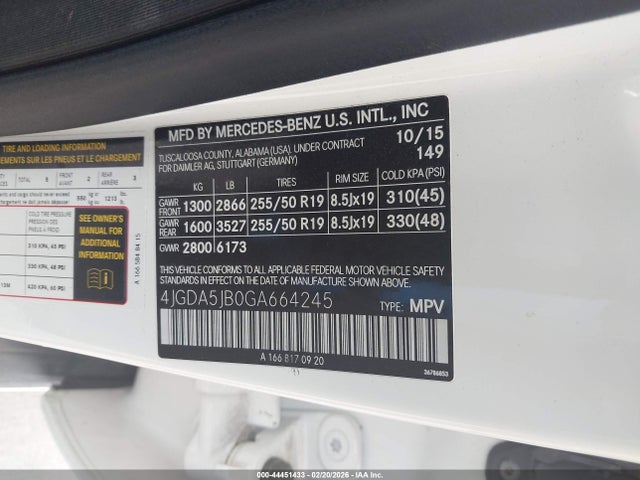Продажа на аукционе авто 2016 Mercedes-benz Gle 350, vin: 4JGDA5JB0GA664245, номер лота: 44451433