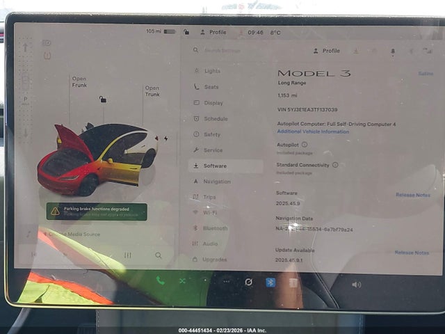 44451434 :رقم المزاد ، 5YJ3E1EA3TF137039 vin ، 2026 Tesla Model 3 Premium Rear-wheel Drive/standard Rear-wheel Drive مزاد بيع