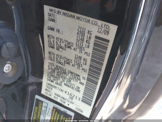 Продажа на аукционе авто 2010 Nissan Frontier Xe, vin: 1N6BD0CT2AC416213, номер лота: 44451464