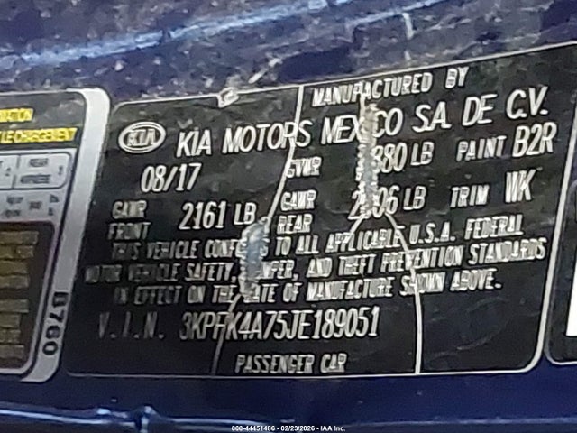 3KPFK4A75JE189051 KIA FORTE LX