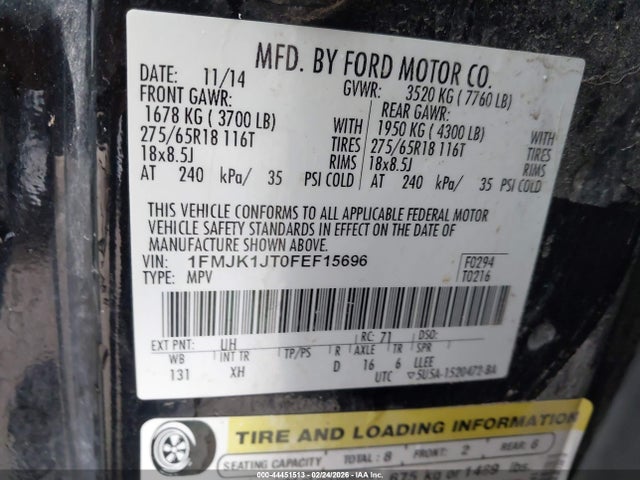 2015 FORD EXPEDITION EL 1FMJK1JT0FEF15696 Photo 8