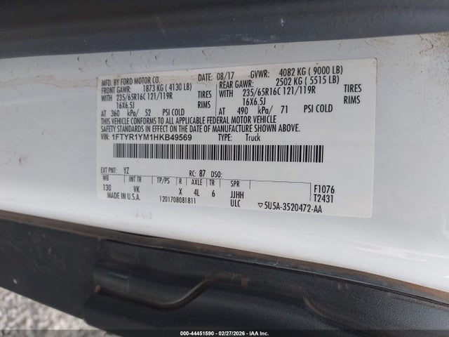 1FTYR1YM1HKB49569 Ford Transit-250