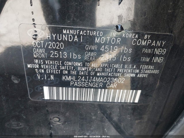 KMHL24JJ4MA023802 Hyundai Sonata Blue