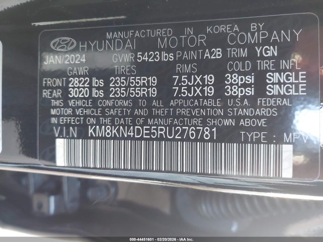 Продажа на аукционе авто 2024 Hyundai Ioniq 5 Sel, vin: KM8KN4DE5RU276781, номер лота: 44451601