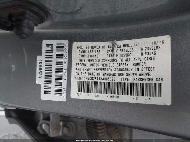 1HGCR2F14HA085320 Honda Accord Sport Se