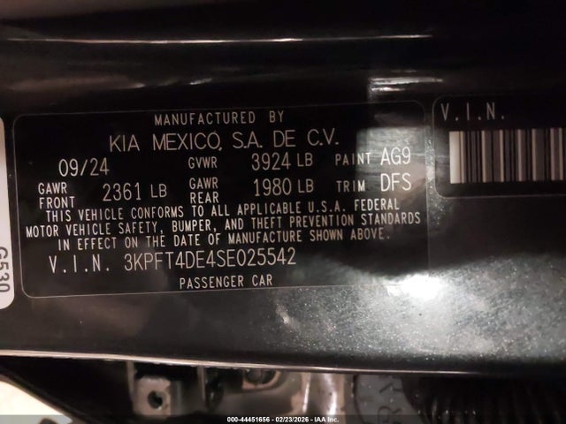 Продаж на аукціоні авто 2025 Kia K4 Lx, vin: 3KPFT4DE4SE025542, номер лоту: 44451656