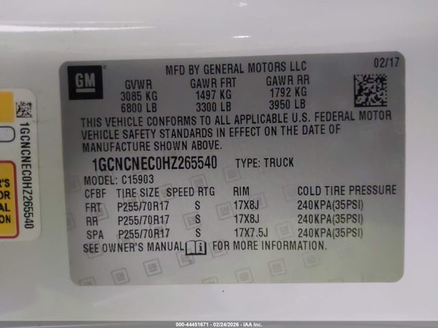 1GCNCNEC0HZ265540 Chevrolet Silverado 1500 Wt