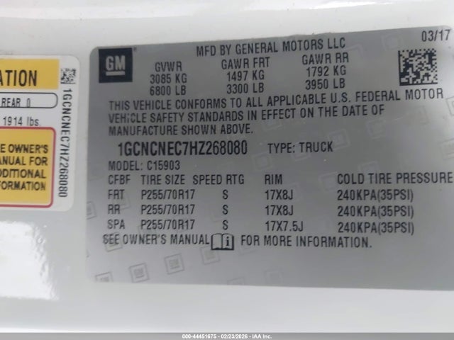 1GCNCNEC7HZ268080 Chevrolet Silverado 1500 Wt