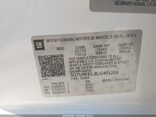 2020 GMC SIERRA 1500 3GTU9FEL2LG401224 Photo 8
