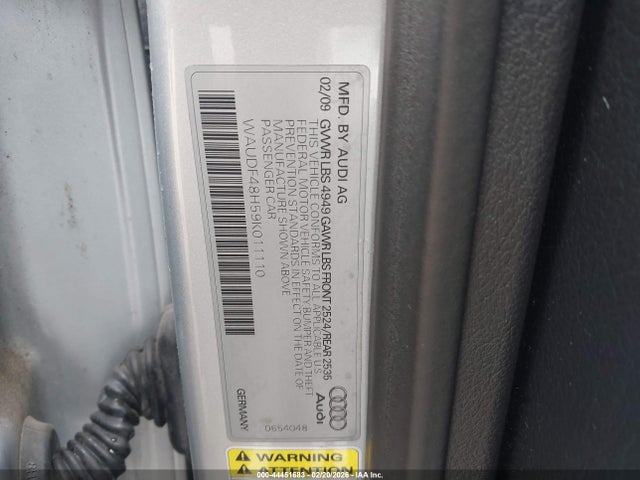 2009 AUDI A4 WAUDF48H59K011110 Photo 8