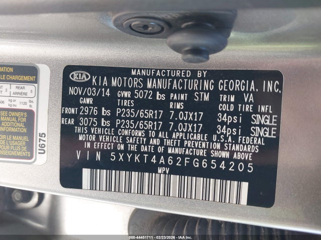 2015 KIA SORENTO 5XYKT4A62FG654205 Photo 8