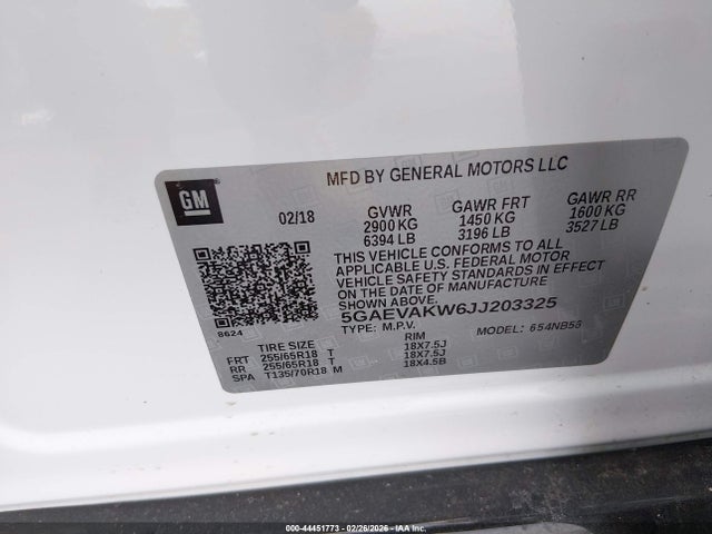 Aukcja sprzedaży 2018 Buick Enclave Essence, vin: 5GAEVAKW6JJ203325, numer aukcji: 44451773