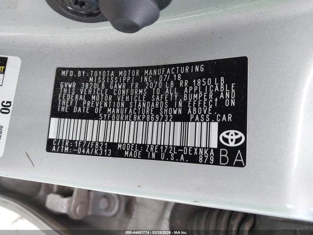 Toyota COROLLA LE 2019 5YFBURHE8KP869732 Image 9