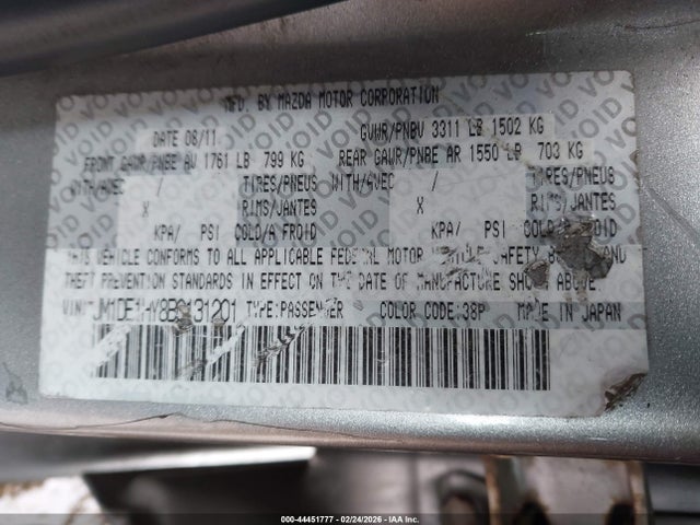 Продаж на аукціоні авто 2011 Mazda Mazda2 Touring, vin: JM1DE1HY8B0131201, номер лоту: 44451777
