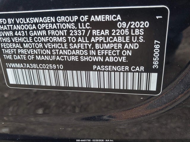 2020 VOLKSWAGEN PASSAT 1VWMA7A38LC025910 Photo 8