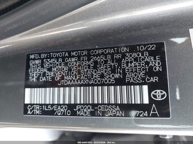 2022 TOYOTA MIRAI JTDAAAAAXNA007005 Photo 8
