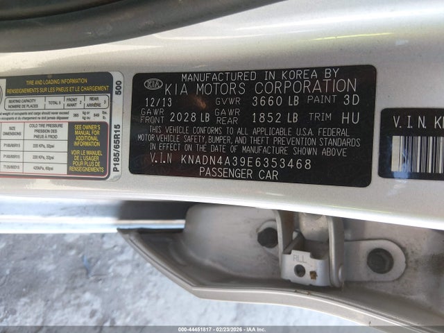 Aukcja sprzedaży 2014 Kia Rio Ex, vin: KNADN4A39E6353468, numer aukcji: 44451817