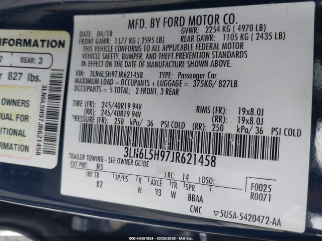 3LN6L5H97JR621458 Lincoln Mkz Black Label