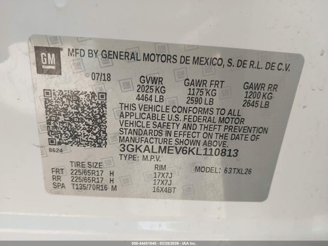 Продажа на аукционе авто 2019 Gmc Terrain Sle, vin: 3GKALMEV6KL110813, номер лота: 44451840