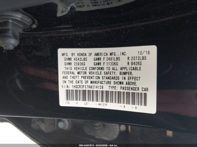 1HGCR3F07HA014139 Honda Accord Ex-l V6
