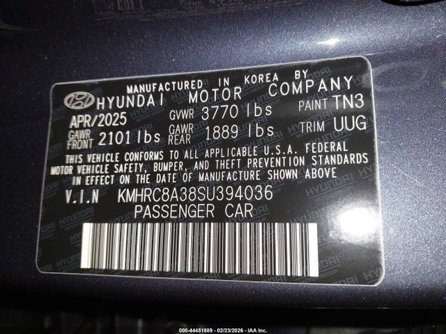 Продажа на аукционе авто 2025 Hyundai Venue Limited, vin: KMHRC8A38SU394036, номер лота: 44451889