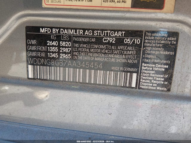 Продаж на аукціоні авто 2010 Mercedes-benz S 550 4matic, vin: WDDNG8GB7AA345454, номер лоту: 44451892