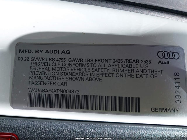 2023 AUDI A4 WAUABAF4XPN004873 Photo 8