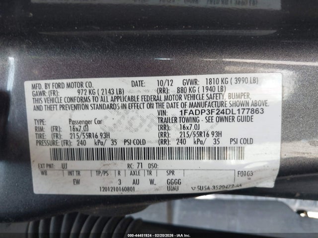 2013 FORD FOCUS 1FADP3F24DL177863 Photo 8
