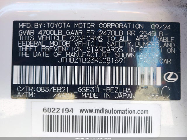 Aukcja sprzedaży 2024 Lexus Is 350 F Sport Design, vin: JTHBZ1B23R5081691, numer aukcji: 44451947