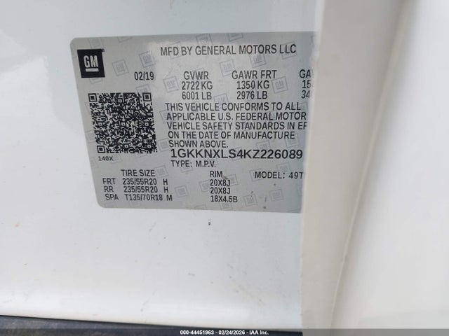 Продаж на аукціоні авто 2019 Gmc Acadia Denali, vin: 1GKKNXLS4KZ226089, номер лоту: 44451963