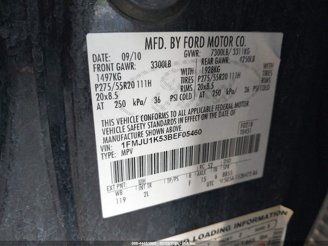 44451965 :رقم المزاد ، 1FMJU1K53BEF05460 vin ، 2011 Ford Expedition Limited مزاد بيع