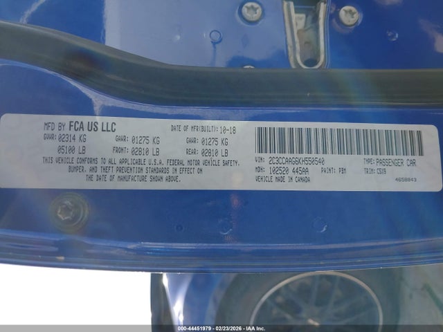Продаж на аукціоні авто 2019 Chrysler 300 Touring, vin: 2C3CCAAG6KH550540, номер лоту: 44451979