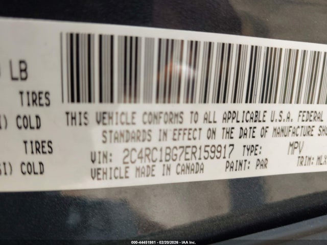 44451981 :رقم المزاد ، 2C4RC1BG7ER159917 vin ، 2014 Chrysler Town & Country Touring مزاد بيع